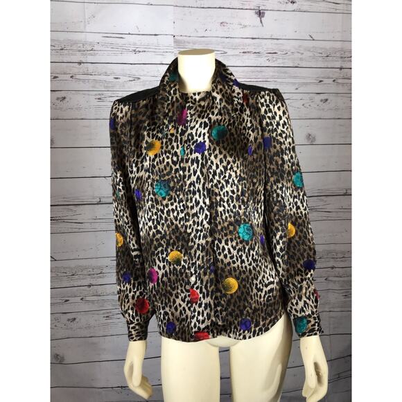 Vintage Mob Wife Nicola Animal prints and polkadot blouse size 8 - Picture 5 of 12